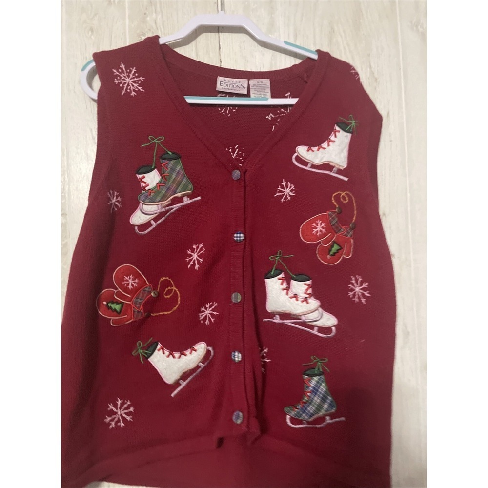 Basic Editions Winter (Christmas) Sweater Vest Size 1x Ice Skates